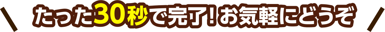 たった30秒で完了！お気軽にどうぞ